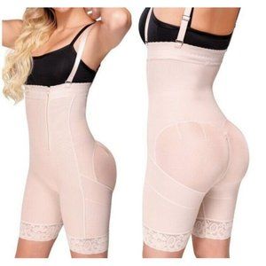 Faja Colombiana Fantasia Powernet Wonderful Girdle Beige Nude Zip Bottom XL‎